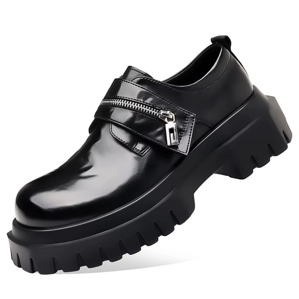 Chaussures en cuir pour hommes Derby 2026, semelle épaisse, style britannique, design décontracté, f