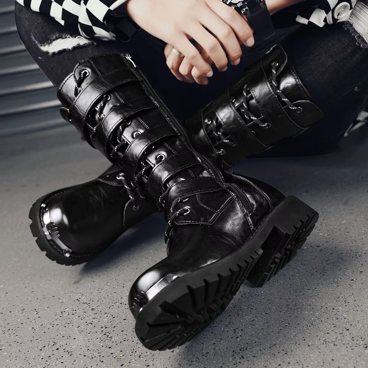 Bottes de moto montantes décontractées pour hommes, bottes de travail de protection de sécurité, ext