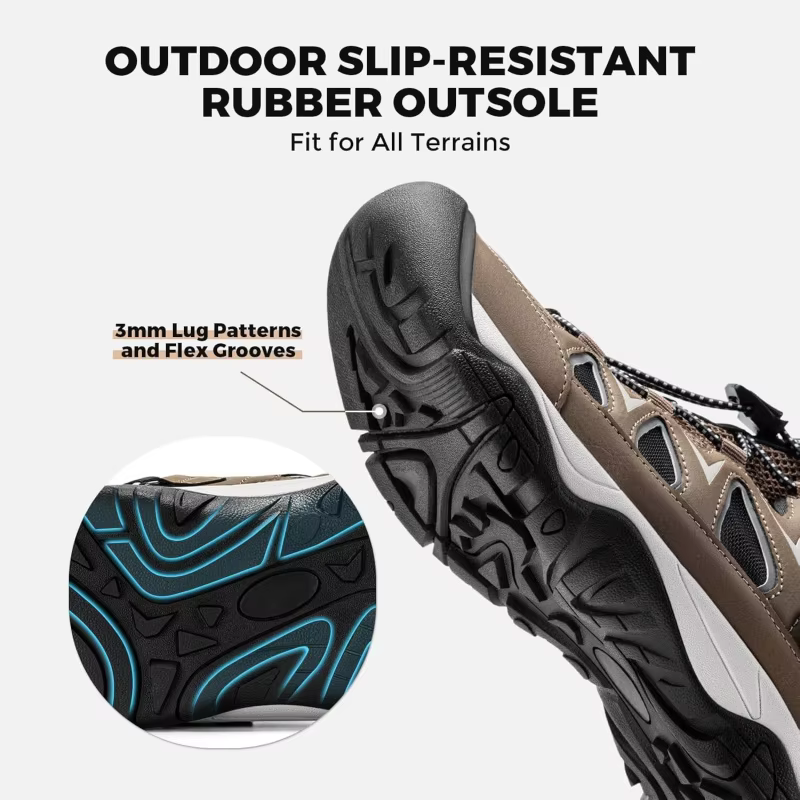Sandales de randonnée orthopédiques FitVille pour hommes, à bout fermé, antidérapantes, avec semelle