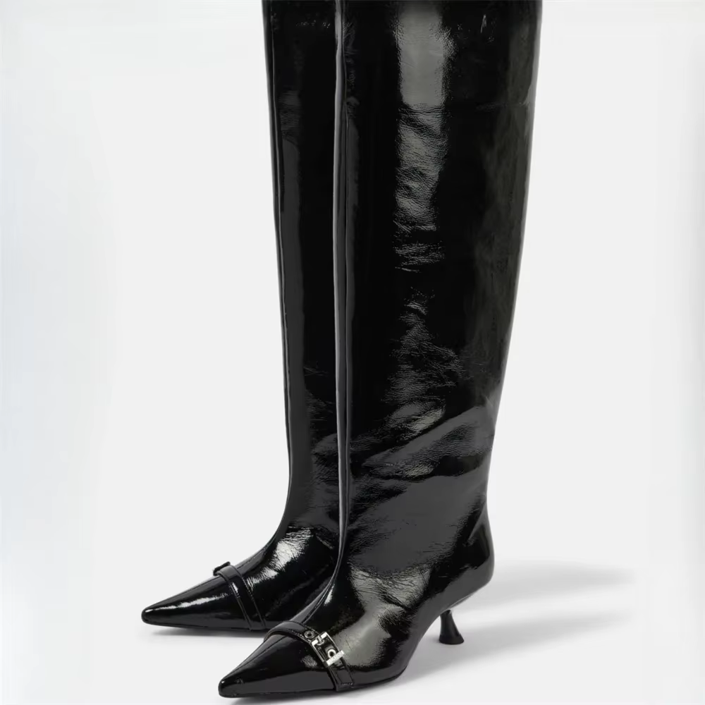 Bottes longues marron pour femmes, talon bas, bottes au genou, chaussures de grande taille, commerce