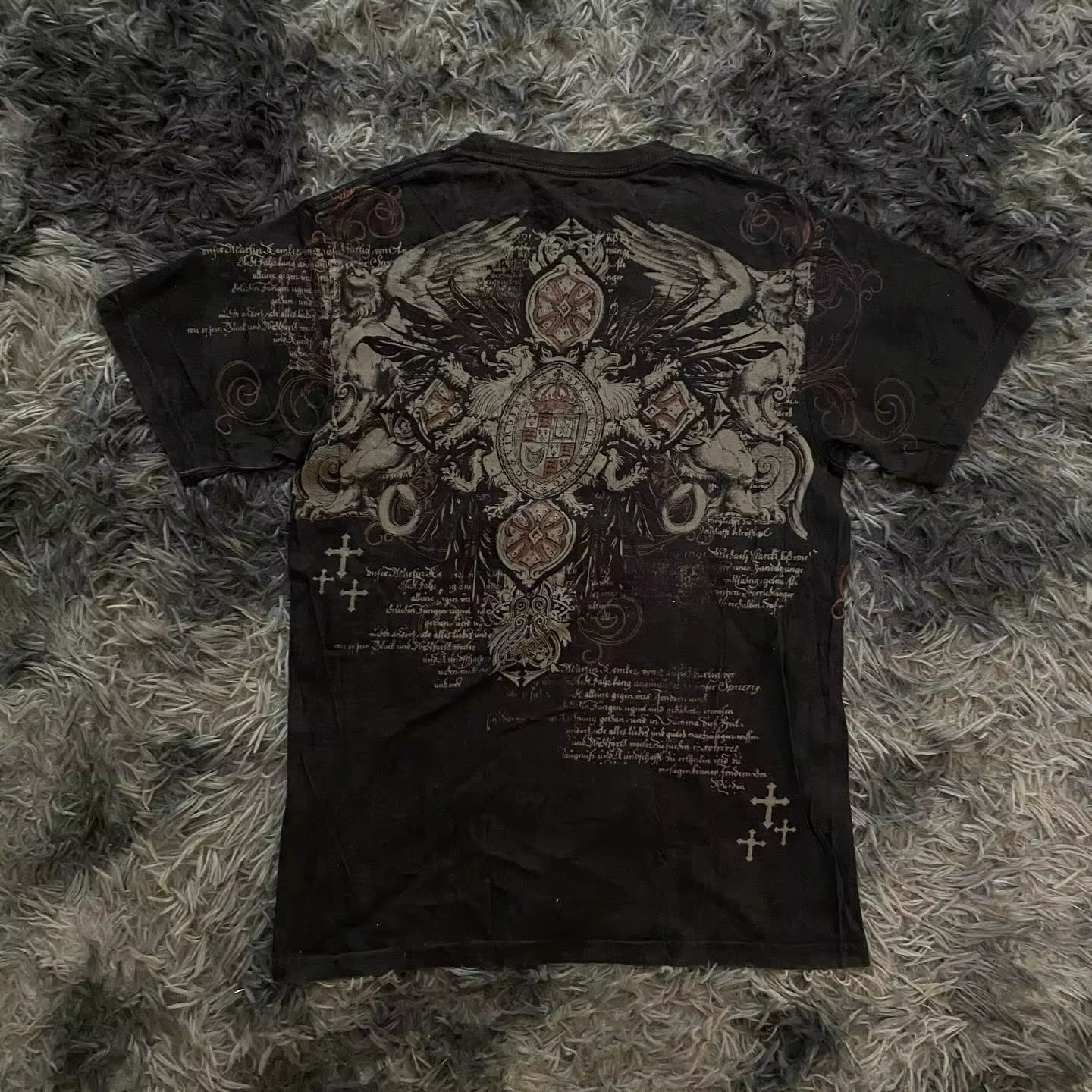 Chemise d'impression de crâne d'affliction des années 2000, haut graphique de mode, vêtements de sty