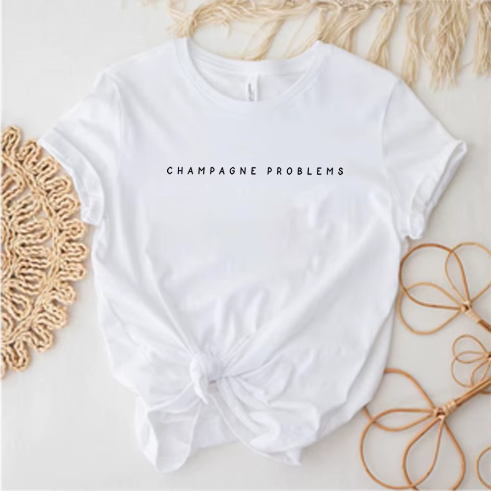 T-Shirt Manches Courtes pour Femme, Vêtement Vintage, Graphique, Musique, Champagne Ferrand, Harajuk