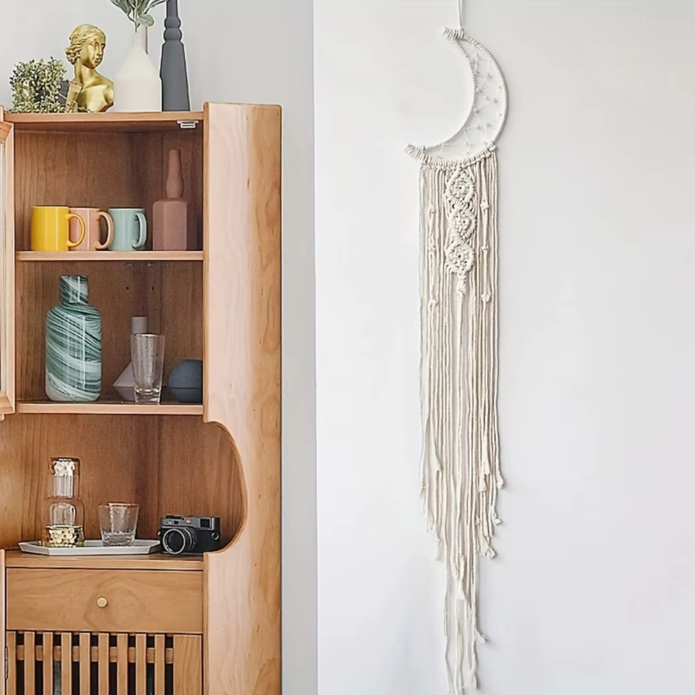 Pendentif tissé étoile et lune, décoration d'intérieur, pendentif de chambre à coucher, cadeau de va