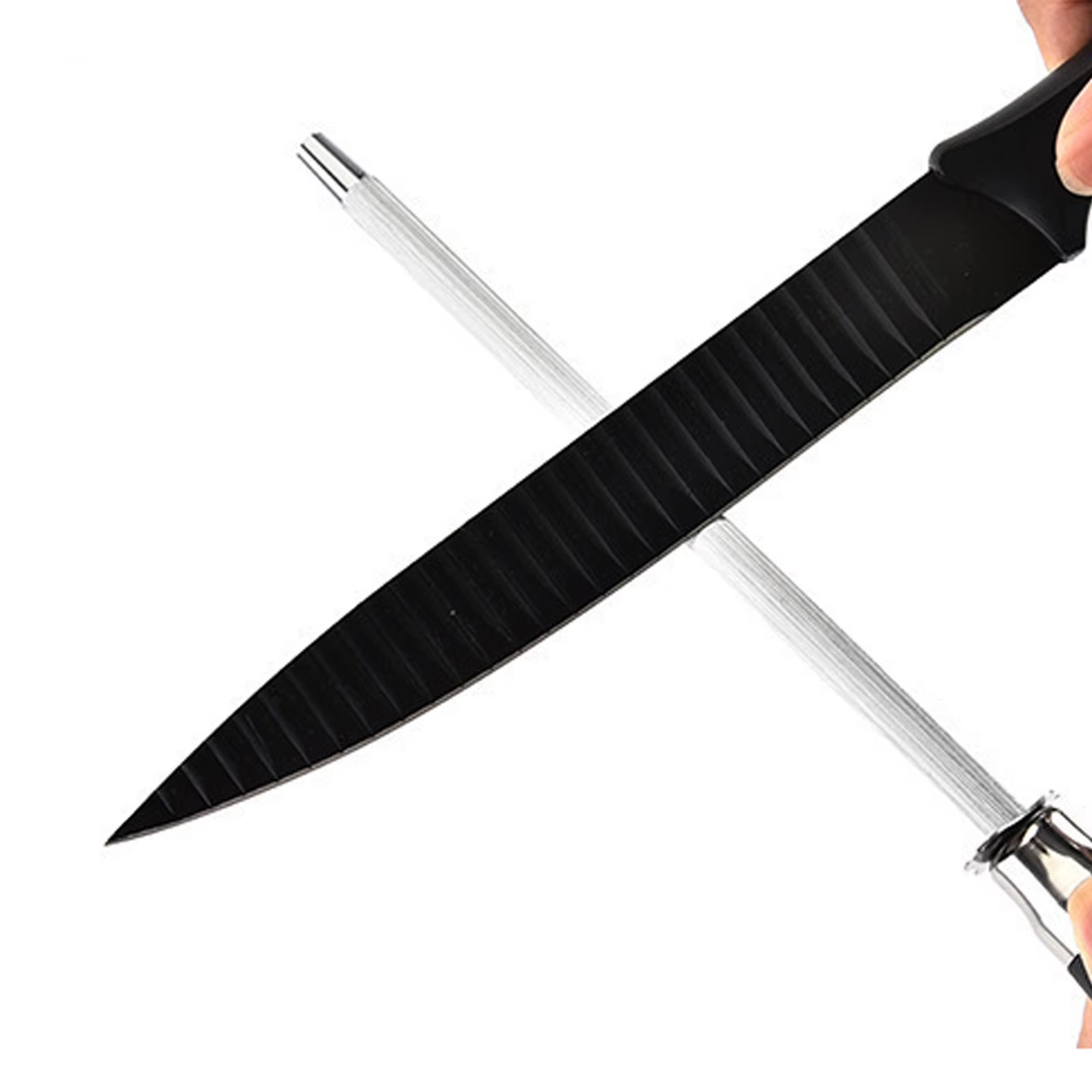 Tige d'affûtage de couteaux professionnelle en acier au carbone de 26cm, broyeur de couteaux Durable