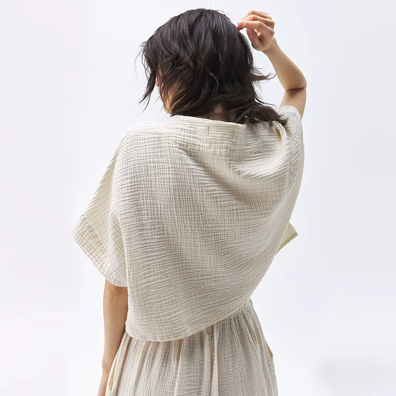 Haut en mousseline de coton chic pour femme, t-shirt sexy, col en V, manches courtes, streetwear déc