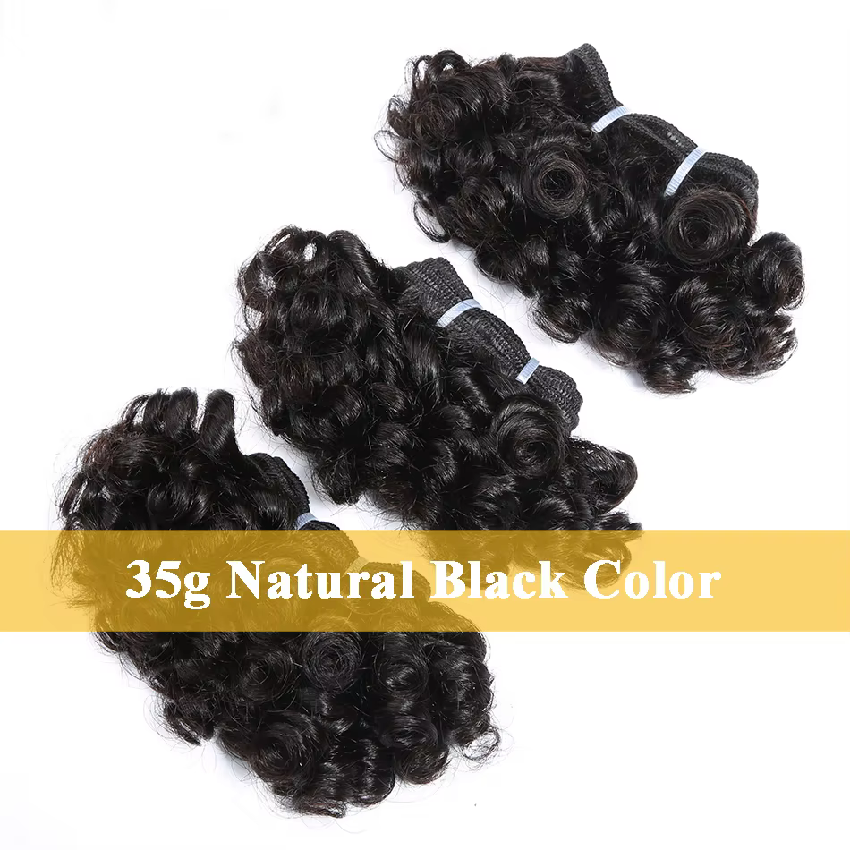 Paquets de cheveux bouclés rebondissants Double tirage indien 6 pouces coupe courte Remy Extensions 