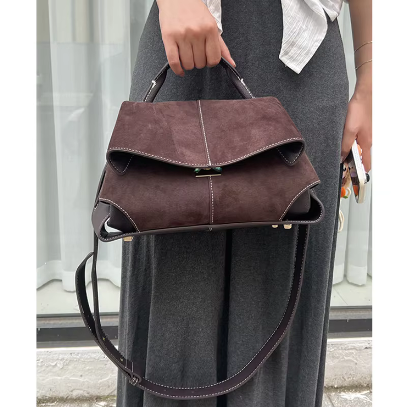 Sac à main de marque Vintage en daim haut de gamme, sac à bandoulière/à bandoulière tendance à rabat