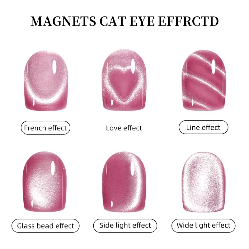 Bâton magnétique pour ongles œil de chat 3 en 1, motif serpent, cœur d'amour, œil de chat français,