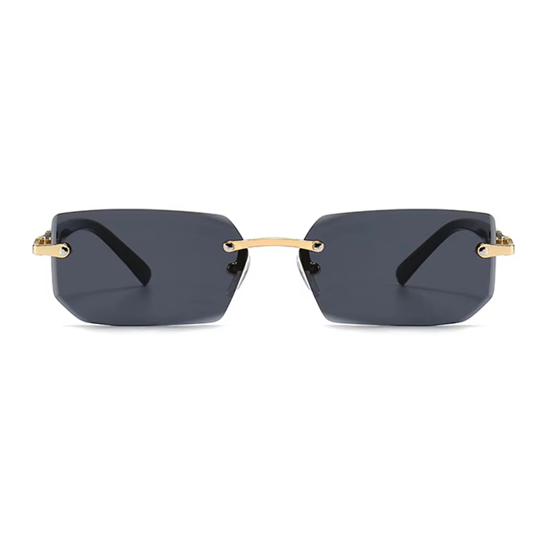 Lunettes de soleil rectangulaires sans bords, 1 pièce/2 pièces/3 pièces, mode populaire pour femmes 