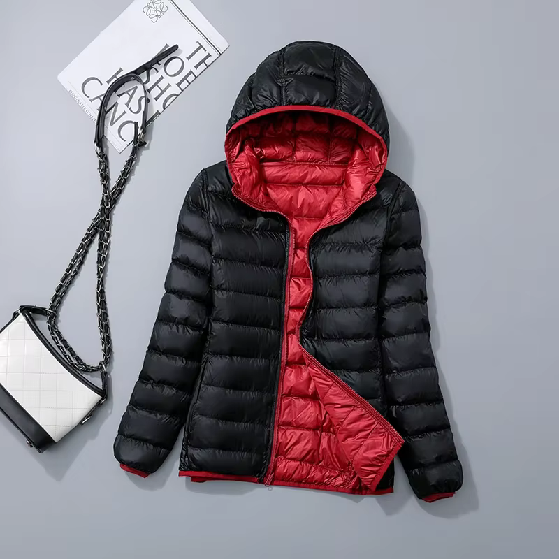 Doudoune Courte à Capuche Double Face pour Femme, Manteau Ultra observateur et Pliable, Grande Taill
