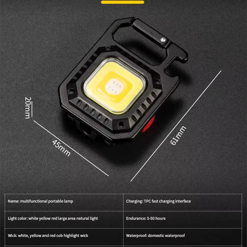 Mini lampe de poche LED portable, porte-clés, lampe multi-source de lumière aste, ouvre-bouteille ma