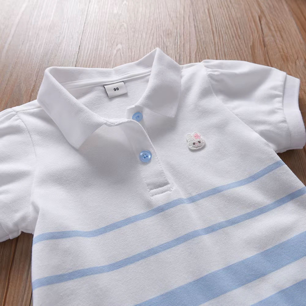 Robe Polo à rayures pour filles, vêtements élégants à manches bouffantes, robes d'été pour bébés fil