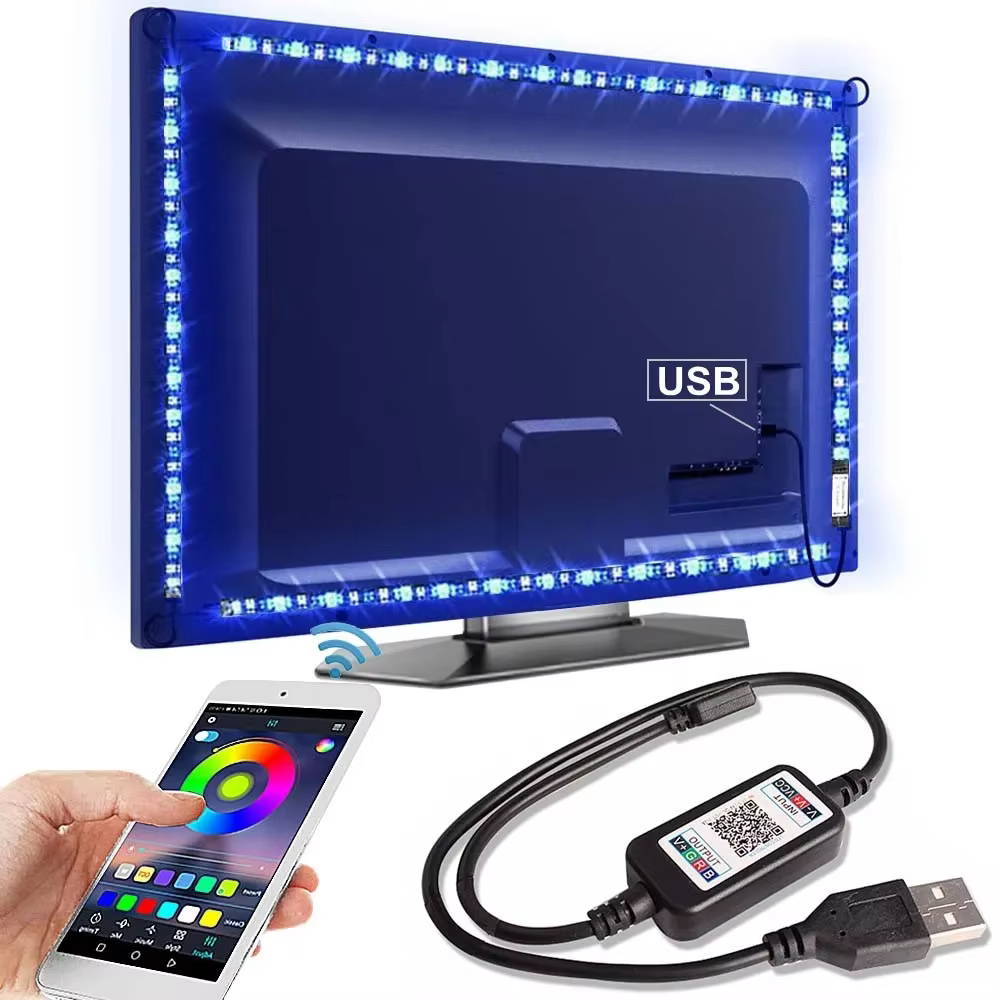 Rétro-éclairage TV Bluetooth USB RGB LED ruban lumineux 1m 2M 3M 4M 5m SMD 5050 Flexible USB DC 5V r