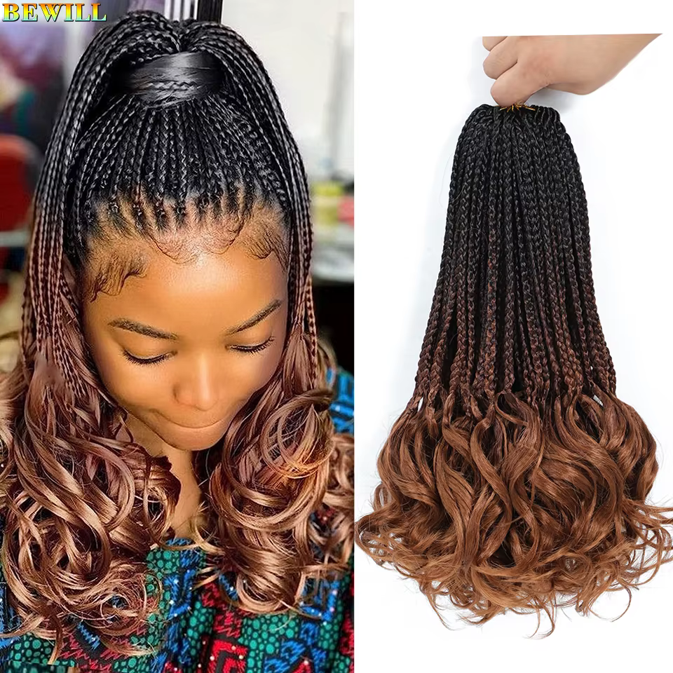 Tresses synthétiques au crochet de 14 pouces pour cheveux bouclés français, tresses en boîte de bouc