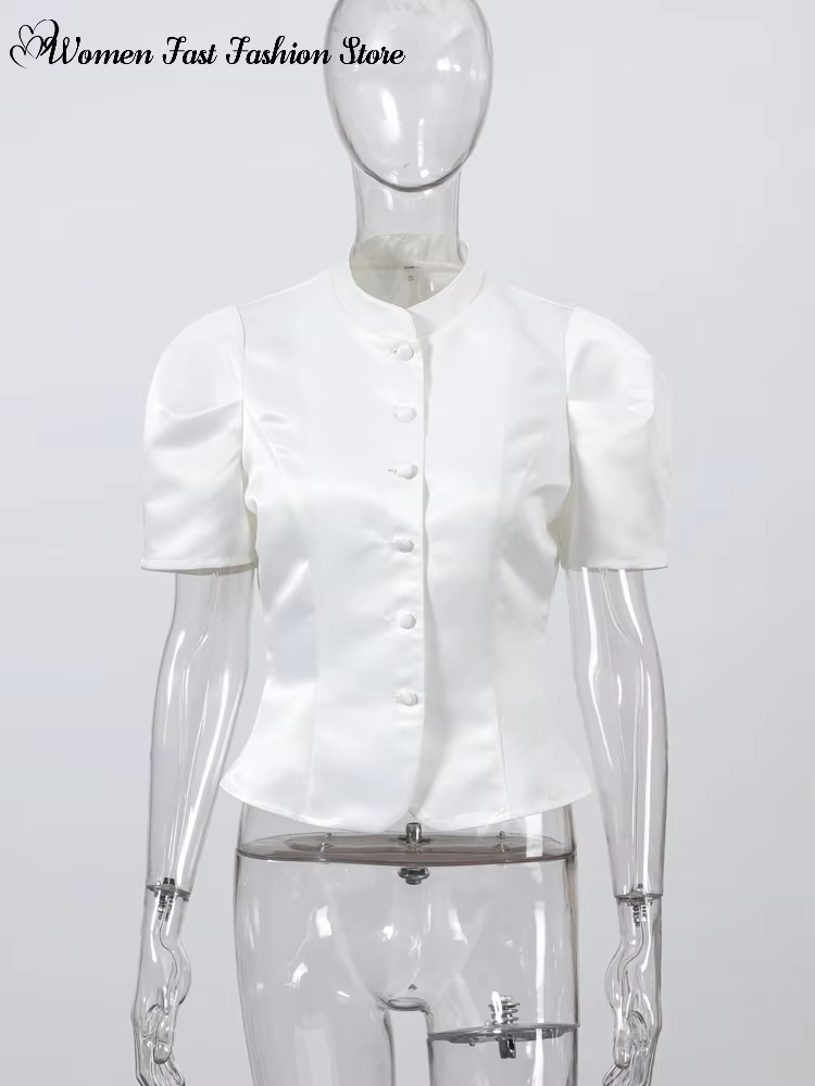 Manteau élégant à manches courtes et simple boutonnage pour femme, débardeurs unis à col rond, Nouve