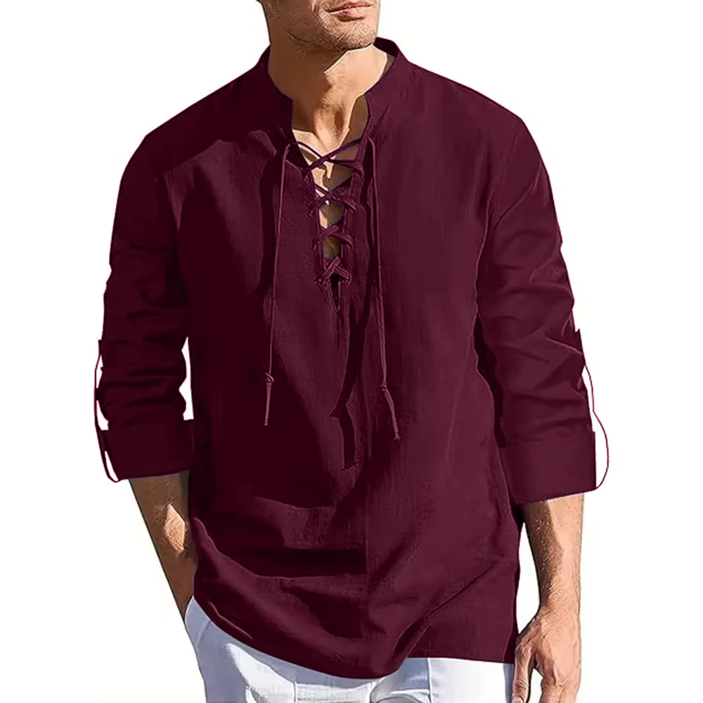 Chemise Renaissance pour hommes, haut Pirate Viking médiéval, manches longues, Costume d'halloween,