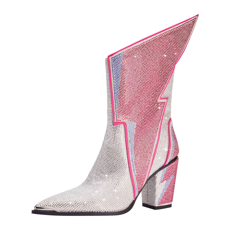 Bottes courtes à tête pointue pour femmes, boîte de nuit sexy, Europe et Amérique, pluie d'eau, diam