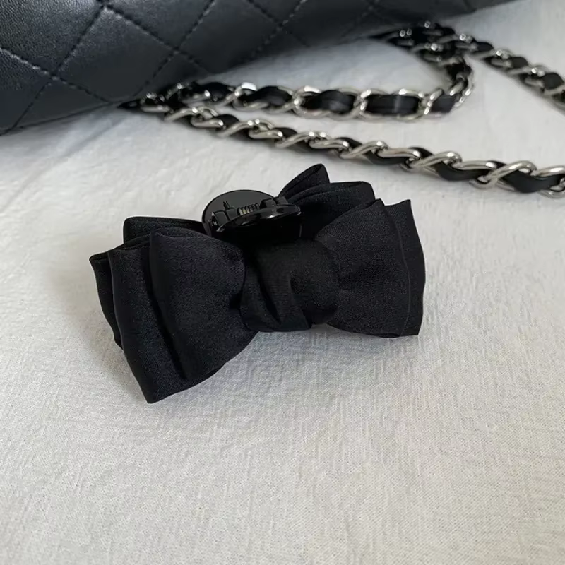 Pince à cheveux avec nœud noir pour femmes et filles, pince latérale pour la front, princesse, petit
