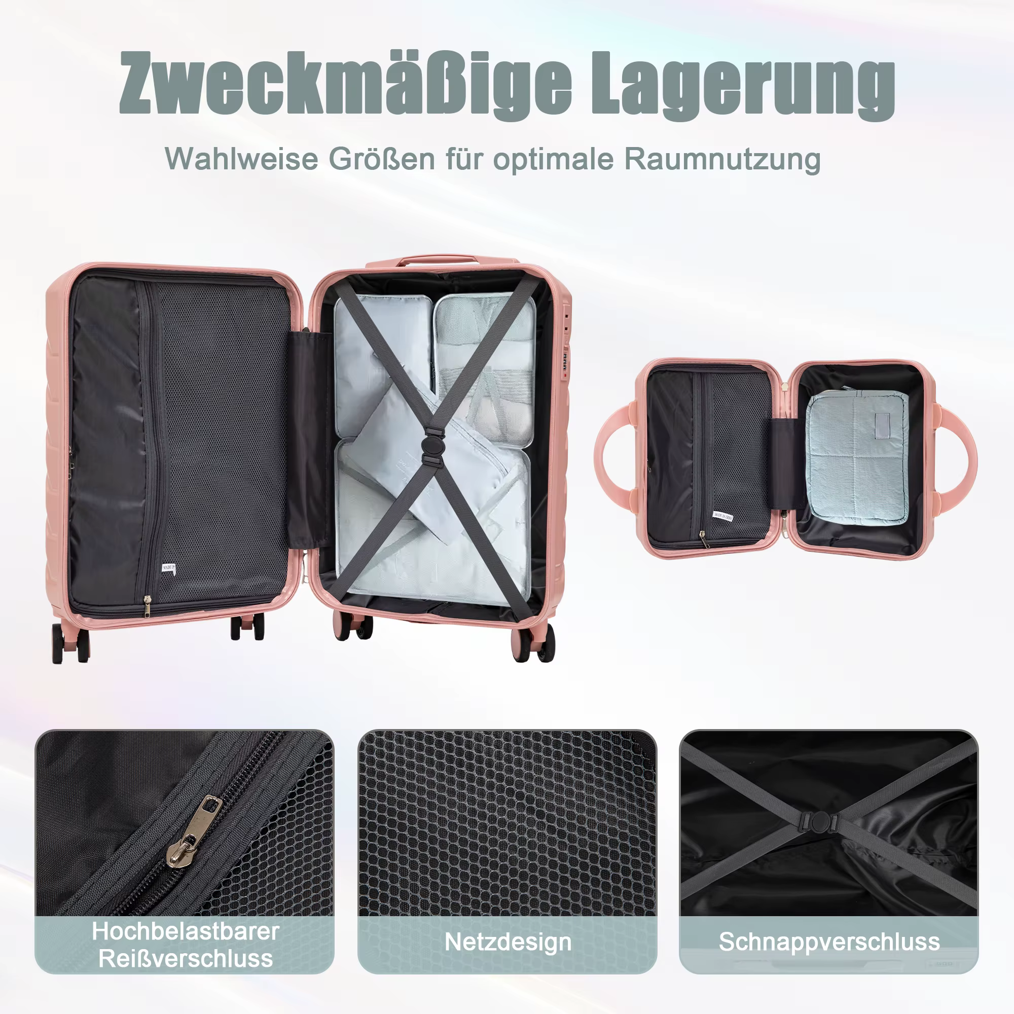 14-inch/19-inch 2-piece suitcase set, material: ABS swivel wheel suitcase set with combination lock 