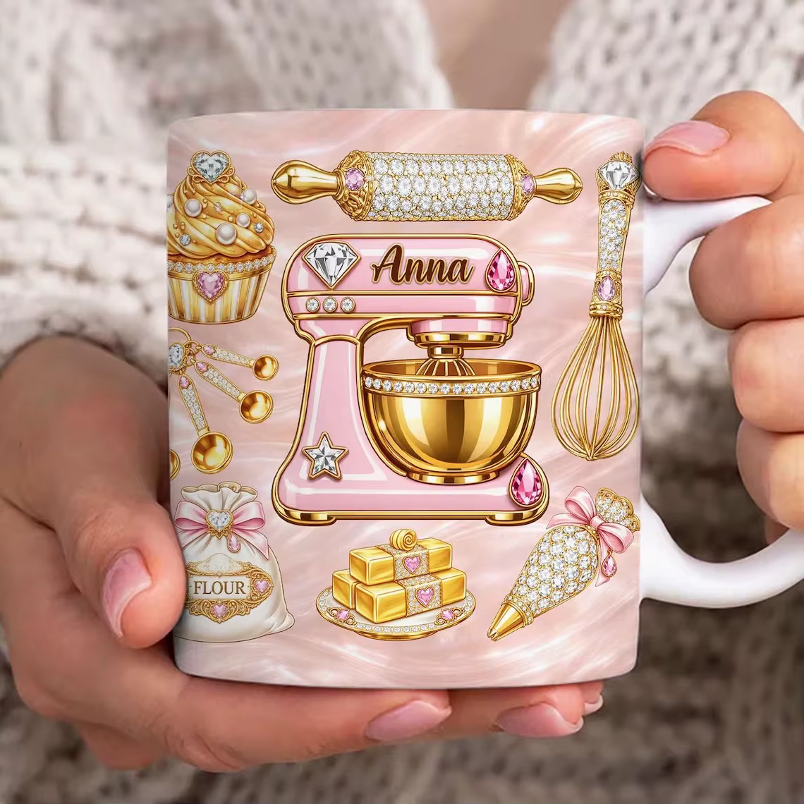 Tasses en céramique personnalisables avec le nom de la boulangerie - Mignonnes tasses à café sur le 