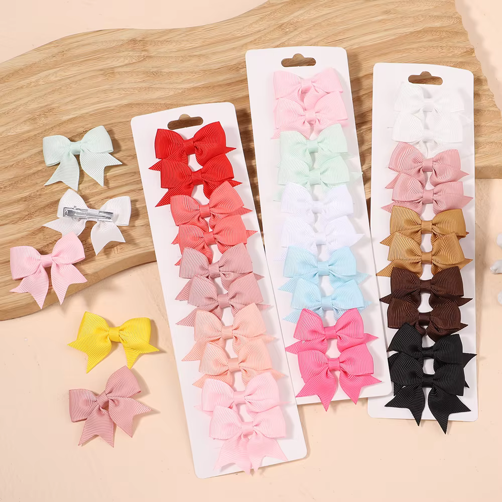 Pinces à cheveux avec nœuds pour enfants, couleur unie, pour bébés filles, ruban fait à la main, épi