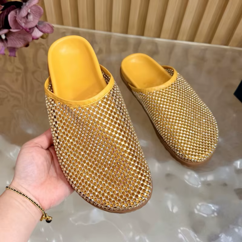 Pantoufles plates pour femmes, bout rond, cuir véritable de haute qualité, style neutre, mode décont