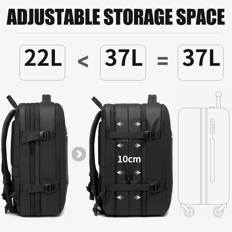BANGE extensible hommes sac à dos étanche 17.3 pouces sac à dos pour ordinateur portable homme grand
