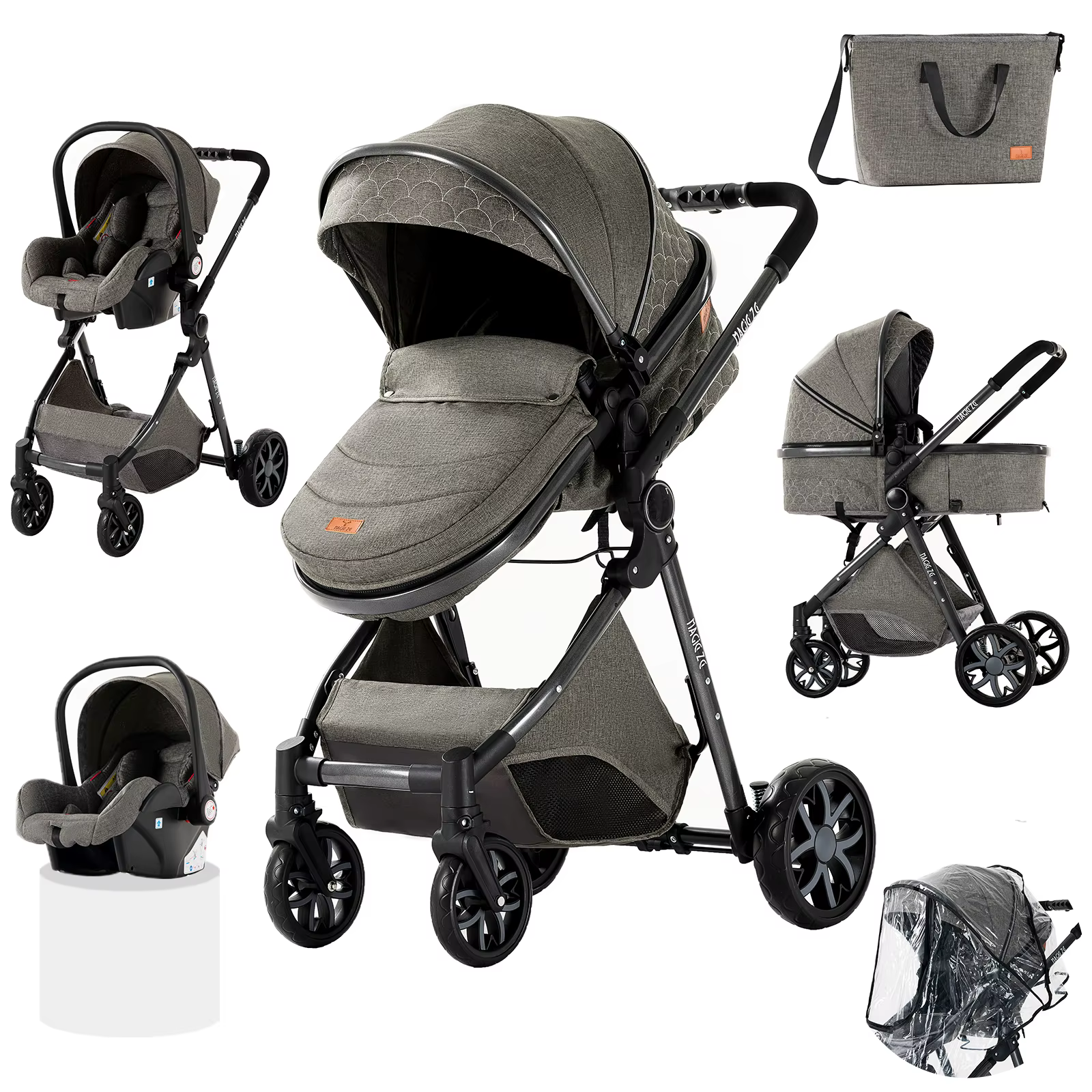 Système de voyage de poussette de bébé 3 en 1 de luxe avec siège auto landau de bébé poussette infan