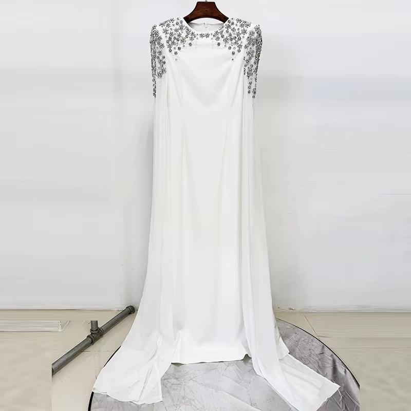 HIGH STREET Nouvelle Collection 2026 Robe de Soirée Longue Maxi pour Femme à Manches Longues Ornée d