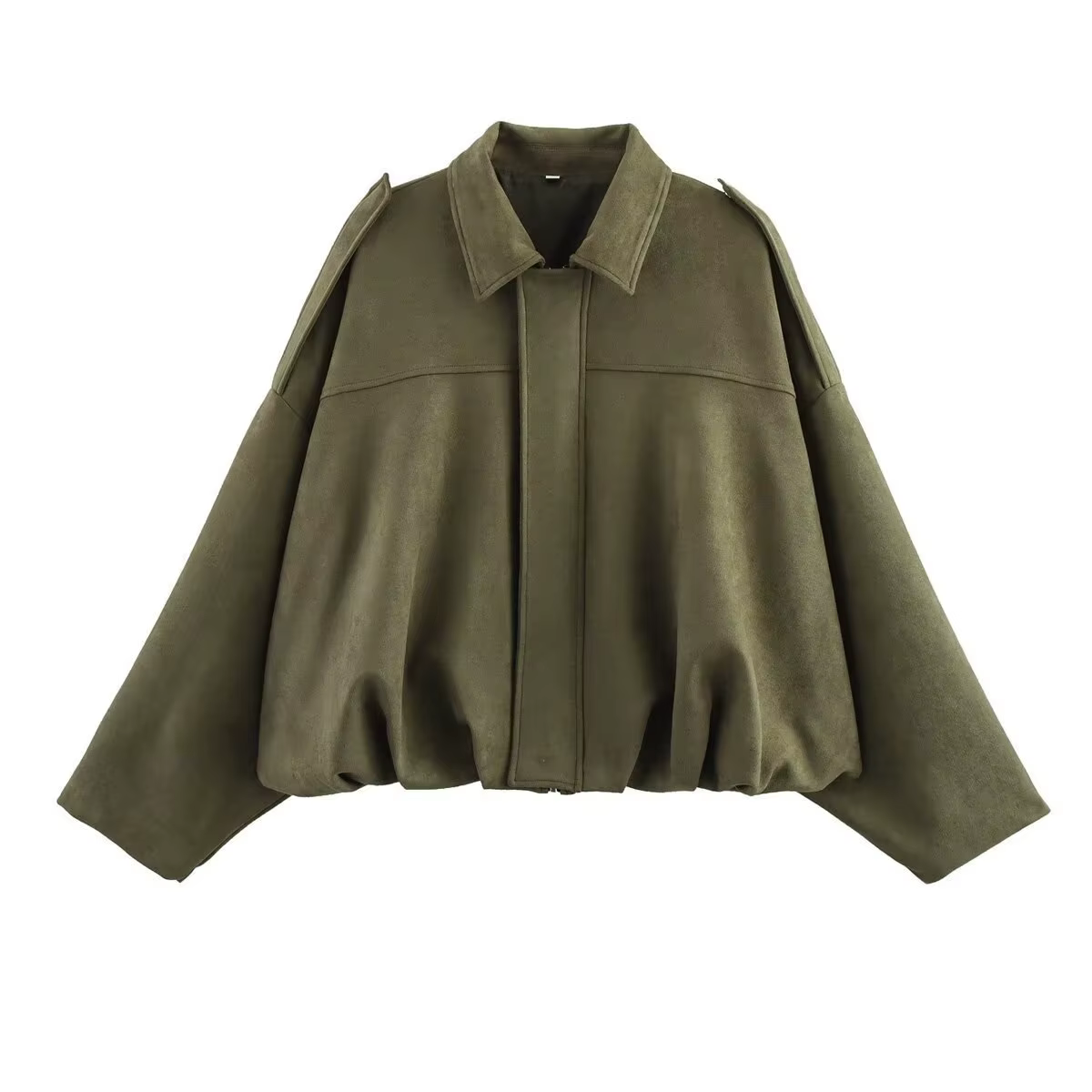 Blouson aviateur pour femme avec manches chauve-souris et fermeture éclair, haut décontracté
