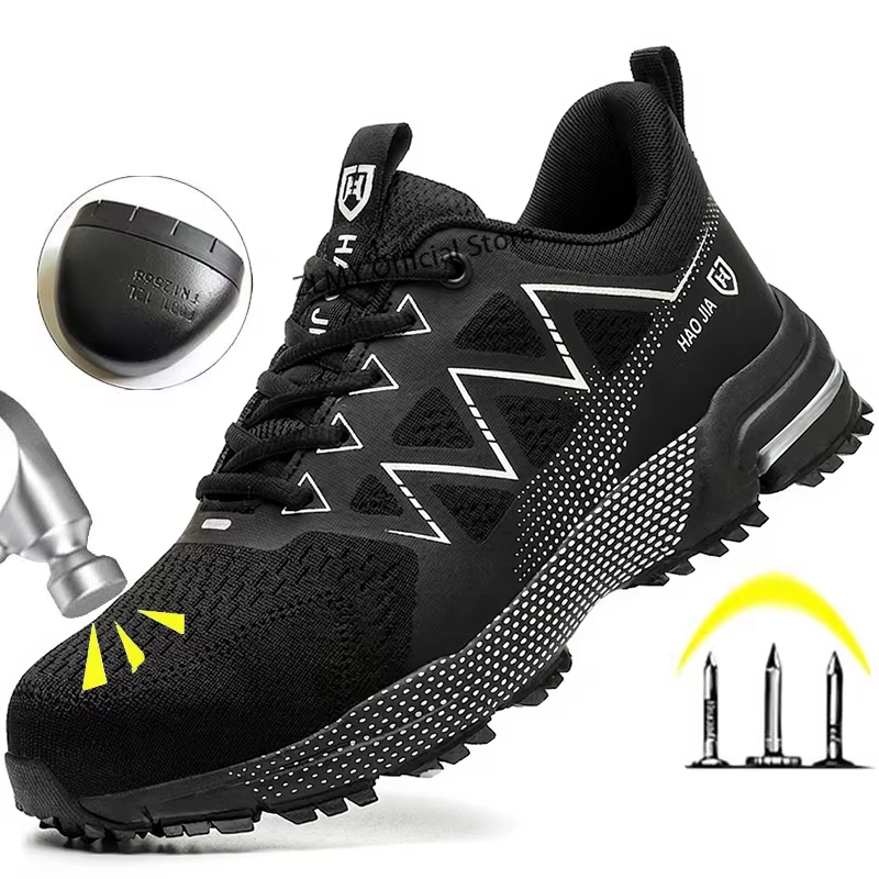 Chaussures de sécurité Anti-écrasement pour hommes, baskets à bout en acier, bottes de travail respi