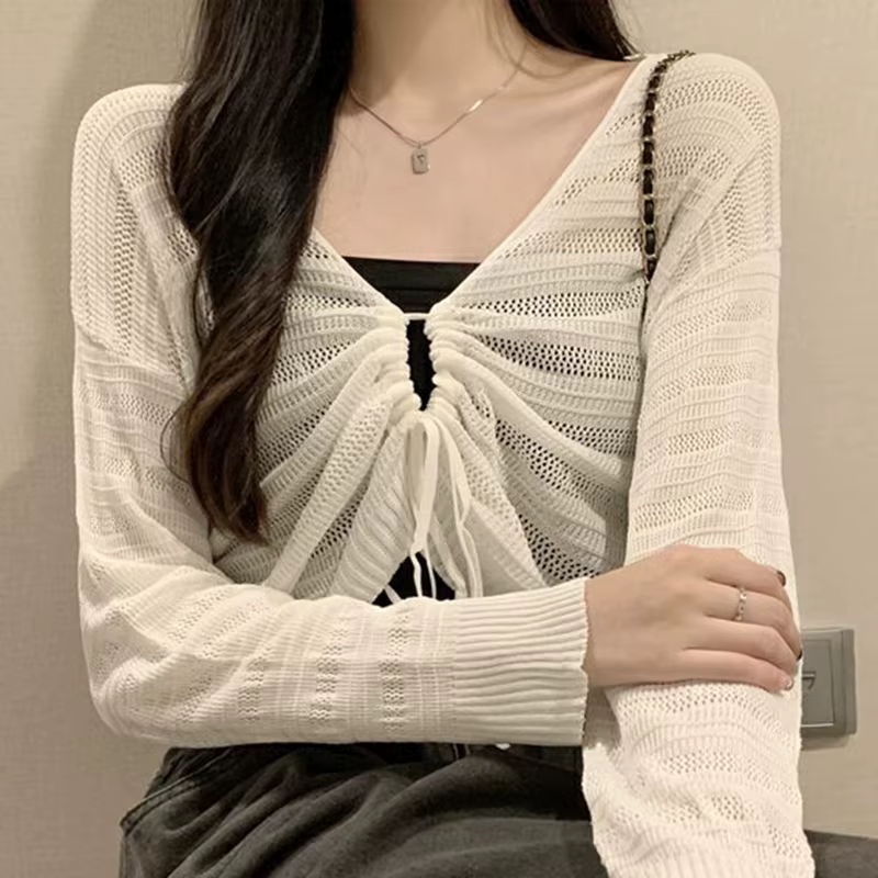 Gidyq-Cardigan Amissié Rose pour Femme, Doux, Kawaii, Slim, Chemise pour Dame, Solide, All Match, Pr