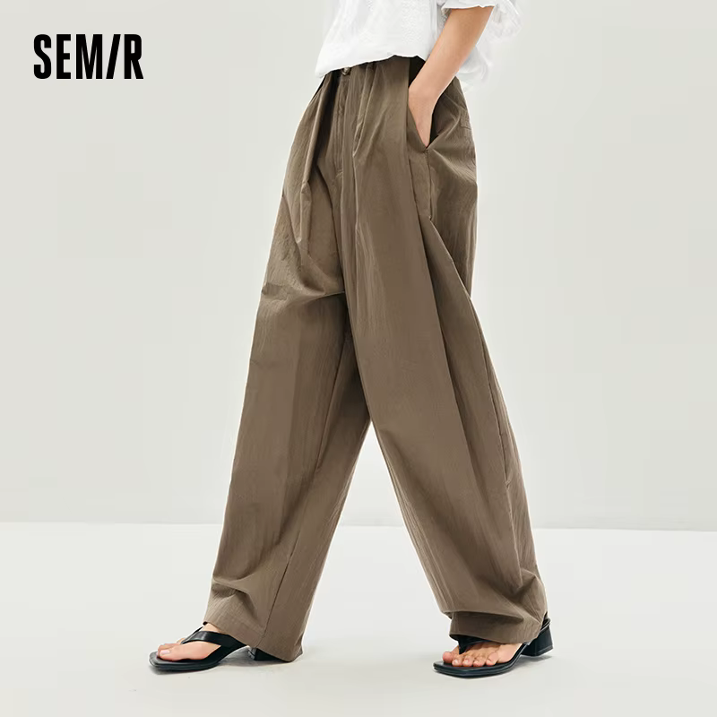 Semir femmes pantalon texturé ample incurvé Long décontracté mode vêtements pour femme texturé tissu