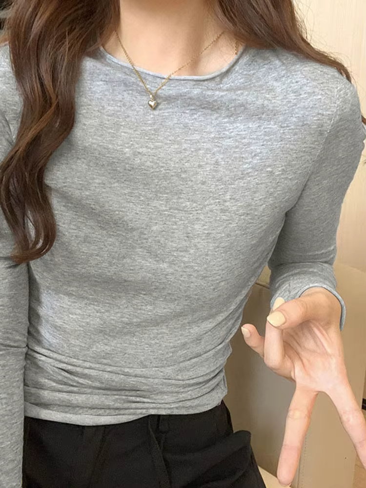 T-shirt à Manches sulfet Col Rond pour Femme, Streetwear Décontracté de Haute Qualité, Collection Pr