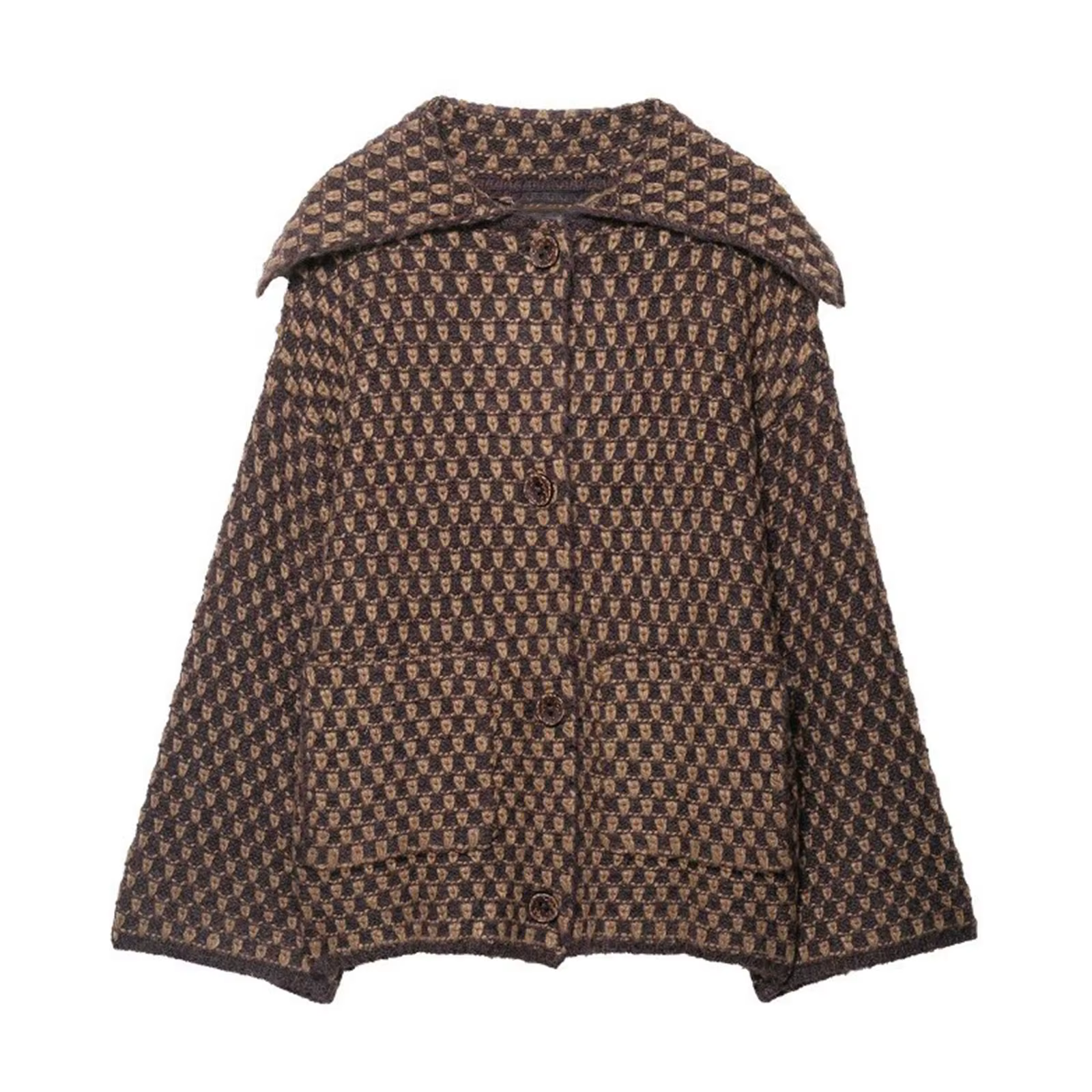 Veste Printemps HH 2026 pour Femmes, Cardigan Tricoté Décontracté Ample, Col Revers, Simple Boutonna