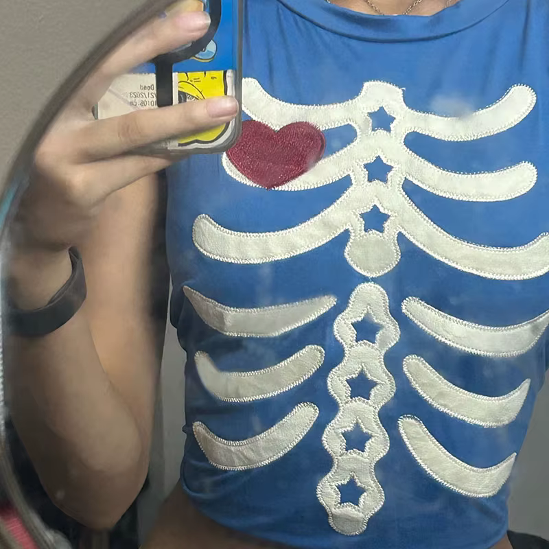 Pull en Y en patchwork de crâne classique pour femme, précieux, hipsters, hip hop, streetwear, décon