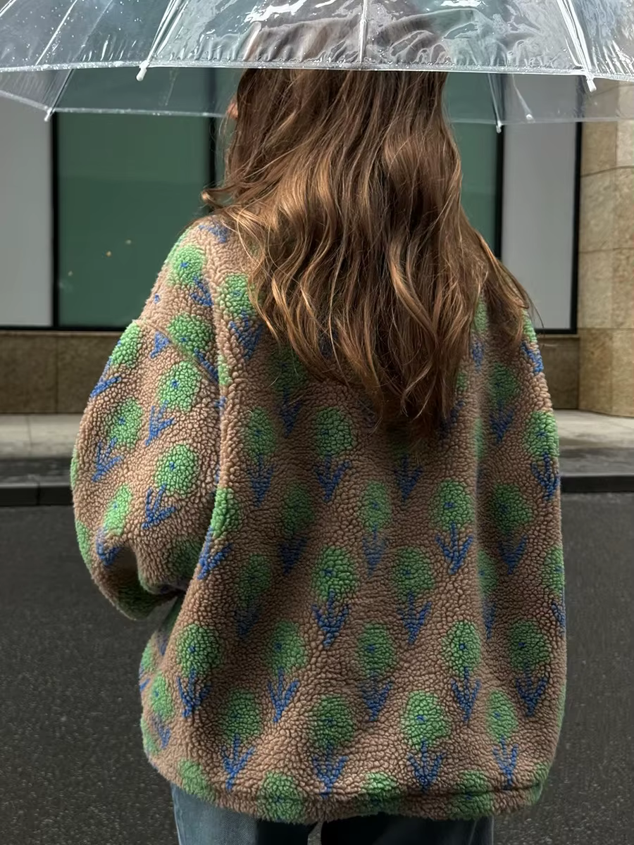 Bornladies femmes automne hiver nouveau polaire Jacquard sweat demi fermeture éclair sweat à capuche