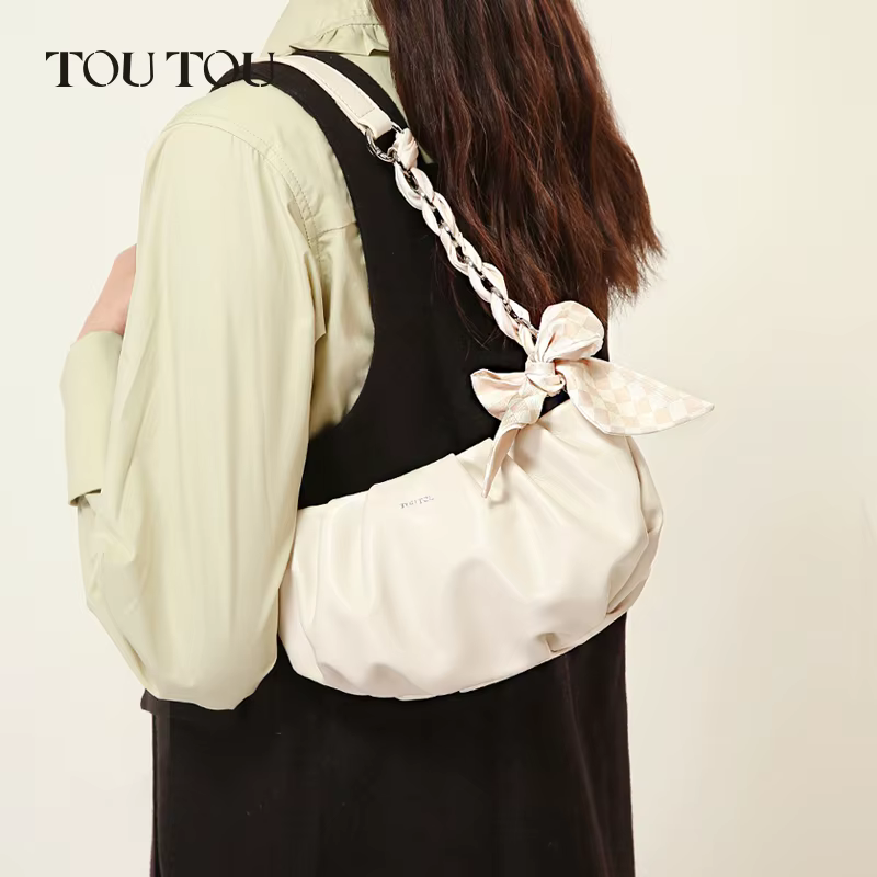 TOUTOU Cute Cloud Mini Hobo Bag pour femme, sac à bandoulière multi-usage en cuir PU souple, petit s