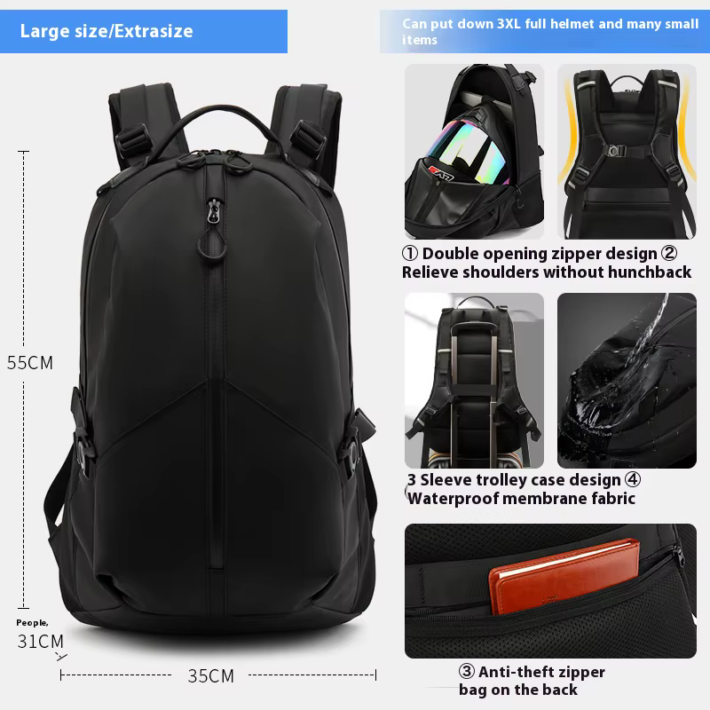 Sac à dos de moto étanche pour casque, pour hommes et femmes, grande capacité, cyclisme, voyage, ord