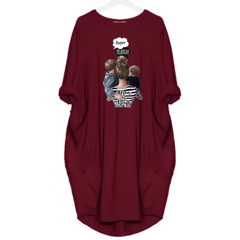 Robe ample à manches longues pour femmes, grande taille, automne hiver, décontractée, col rond, coul