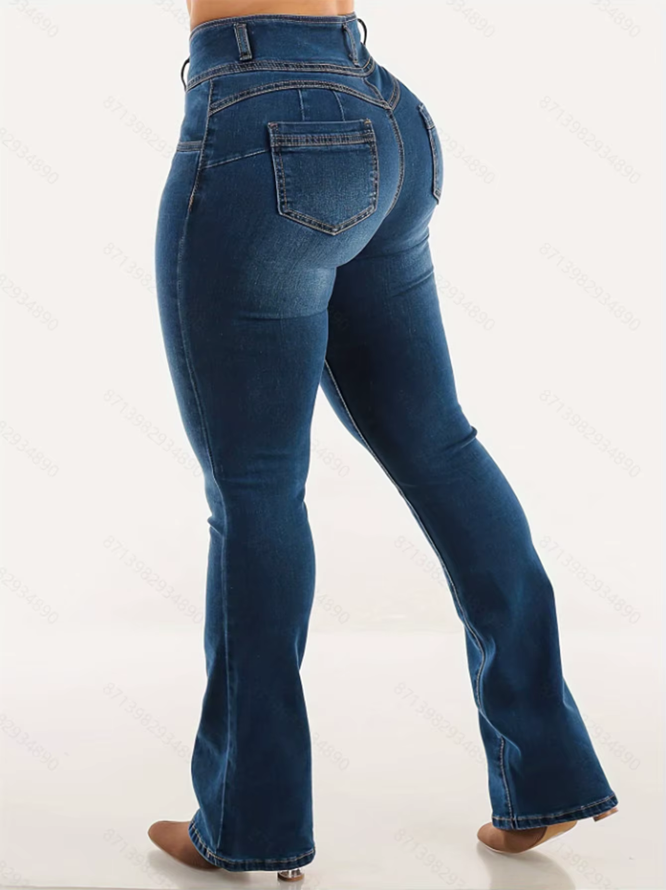Boutonné fermeture éclair ouverture lavable bleu taille haute minceur fesses-amélioration élégant et