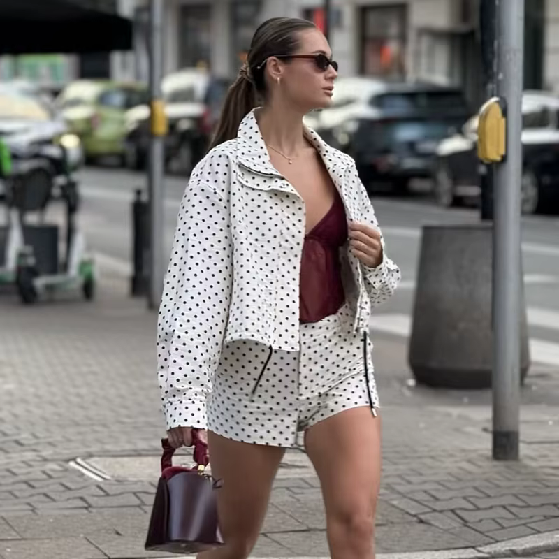 MUJER à pois Bomber vestes pour femmes surdimensionné Demi-saison veste pour femmes mode hiver mante