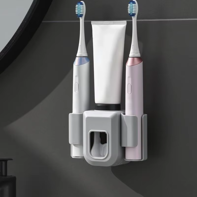 Porte-brosse à dents Double trou, organisateur mural de brosse à dents, support de dentifrice, press