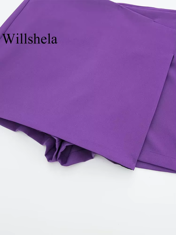 Willshela femmes mode solide asymétrique côté fermeture éclair jupes Shorts Vintage taille haute fem