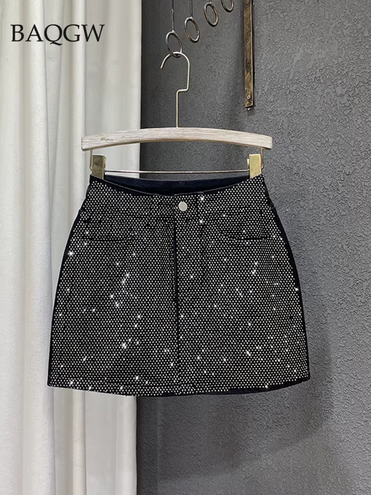 Jupe Trapèze en Denim pour Femme, Streetwear Taille Haute, Couleur Unie, Coupe Slim, Hanches Rondes,