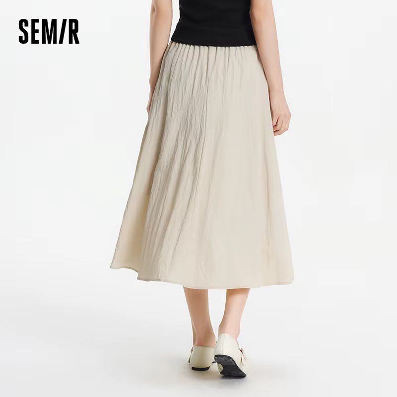 Jupe Femme Semir 2026 – Taille Élastique, Drapée, Fendue, Coupe Évasée, Style Décontracté Ample, Dou