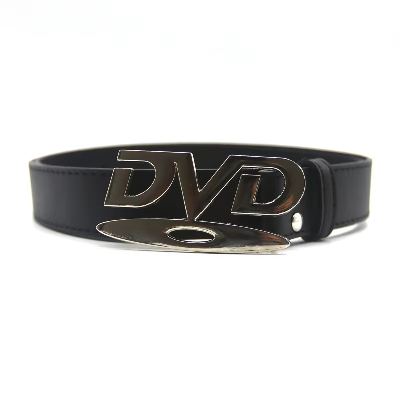Ceinture unisexe à boucle DVD nostalgique, polyvalente, noire et blanche, décorative, pour hommes et