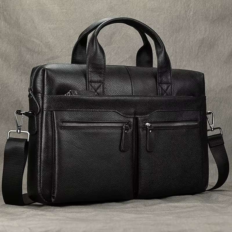 Luufan-Sac à main en cuir véritable pour homme, sac à bandoulière, sac à main pour ordinateur portab