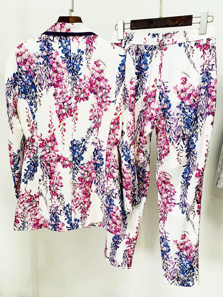 Ensemble de costume de créateur de mode HIGH STREET 2026 pour femmes, blazer à double boutonnage, pa