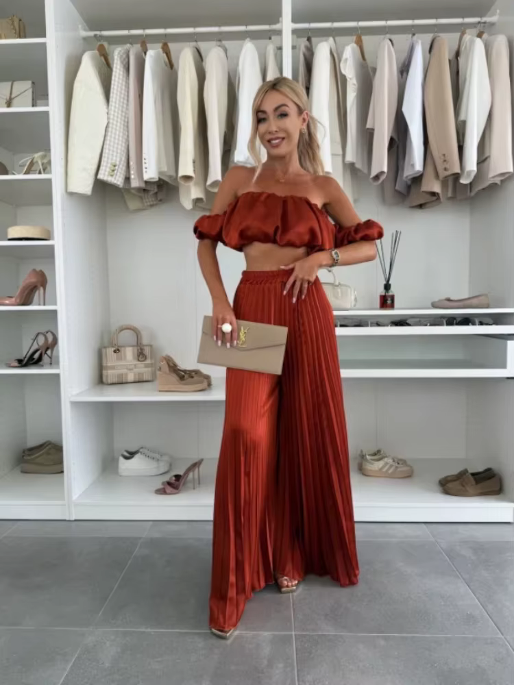 Costume sans bretelles pour femmes, élégant, décontracté, couleur unie, pantalon élastique pliable, 